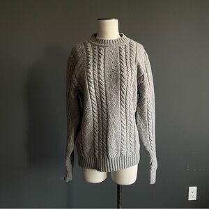 Albam Gray Cable Knit Wool Sweater | British Heritage Quiet Luxury Minimalist